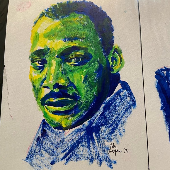 Vibrant Martin Luther King Green and Blue Portrait Art